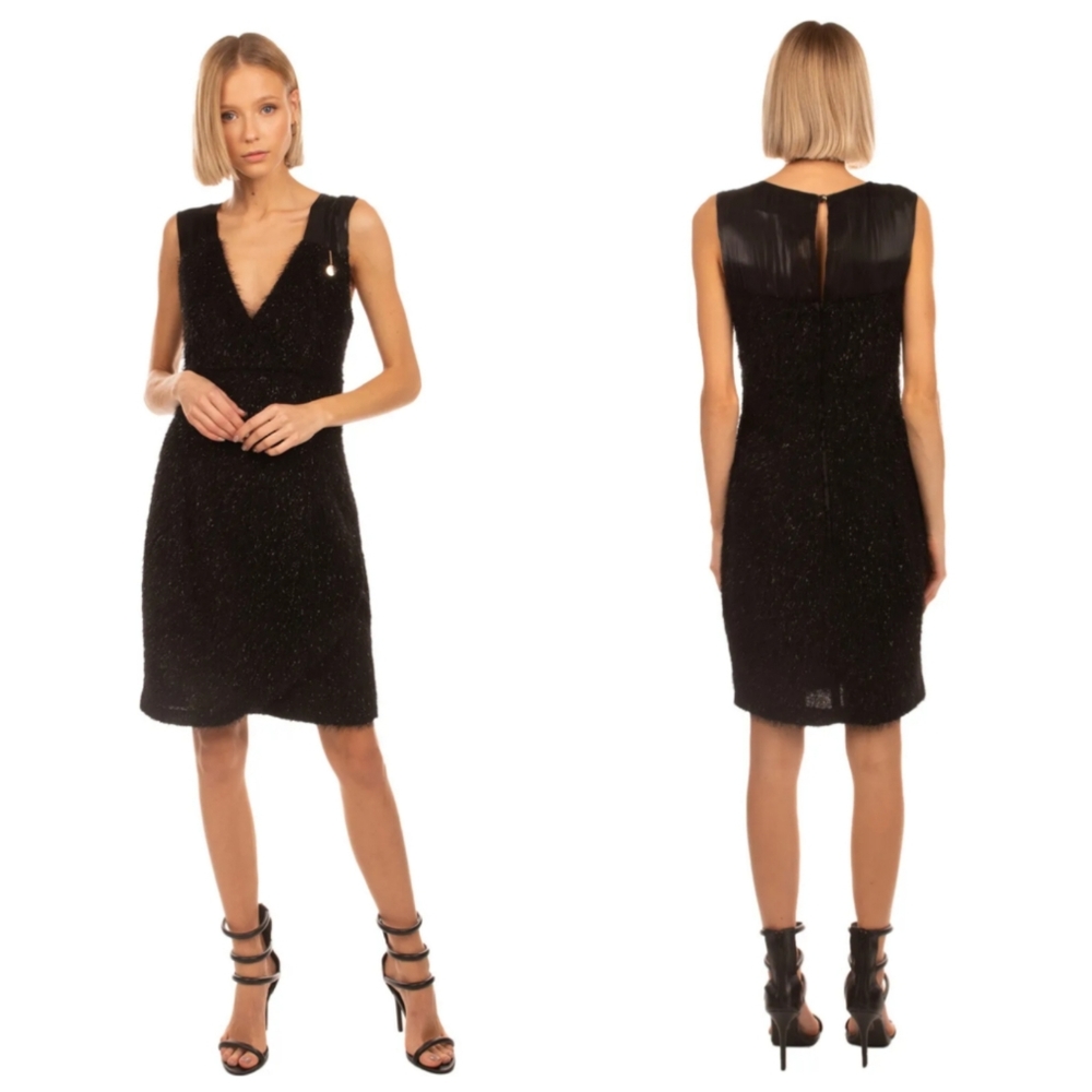 Mangano fluffy sparkle wrap dress, IT46/EUXL/US10?, NWT